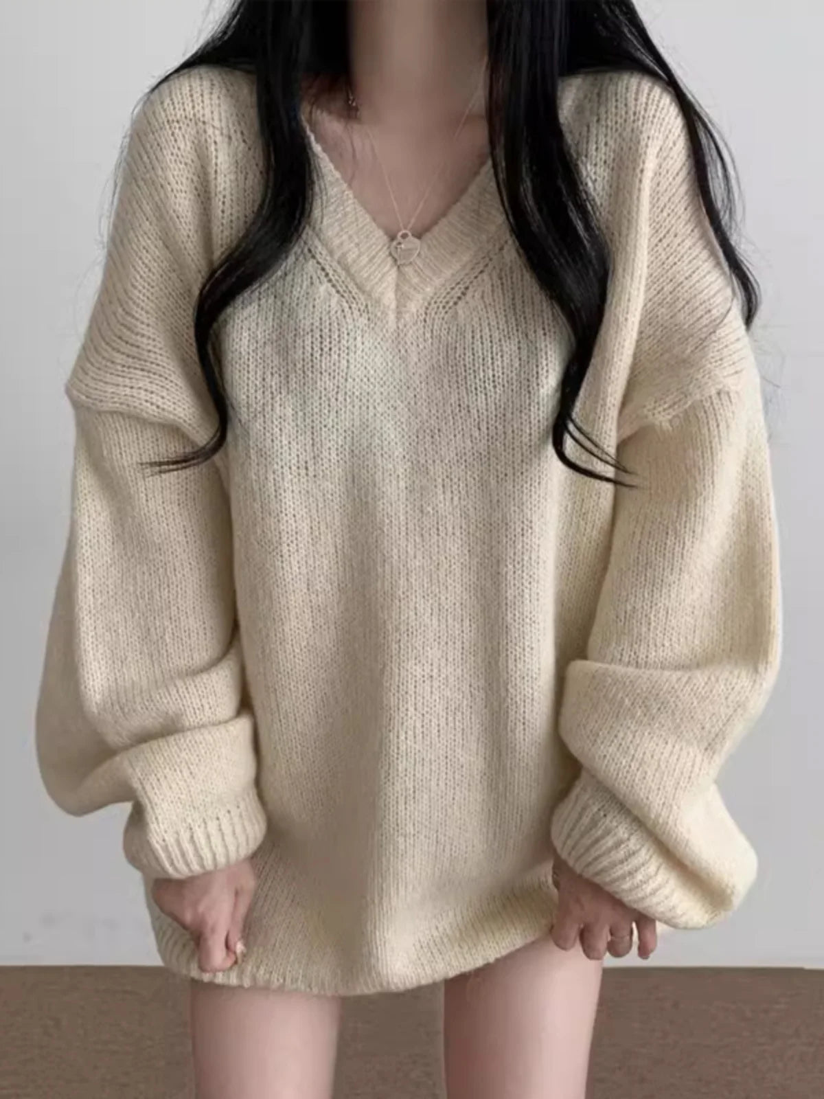 Korean V-Neck Knit Sweater