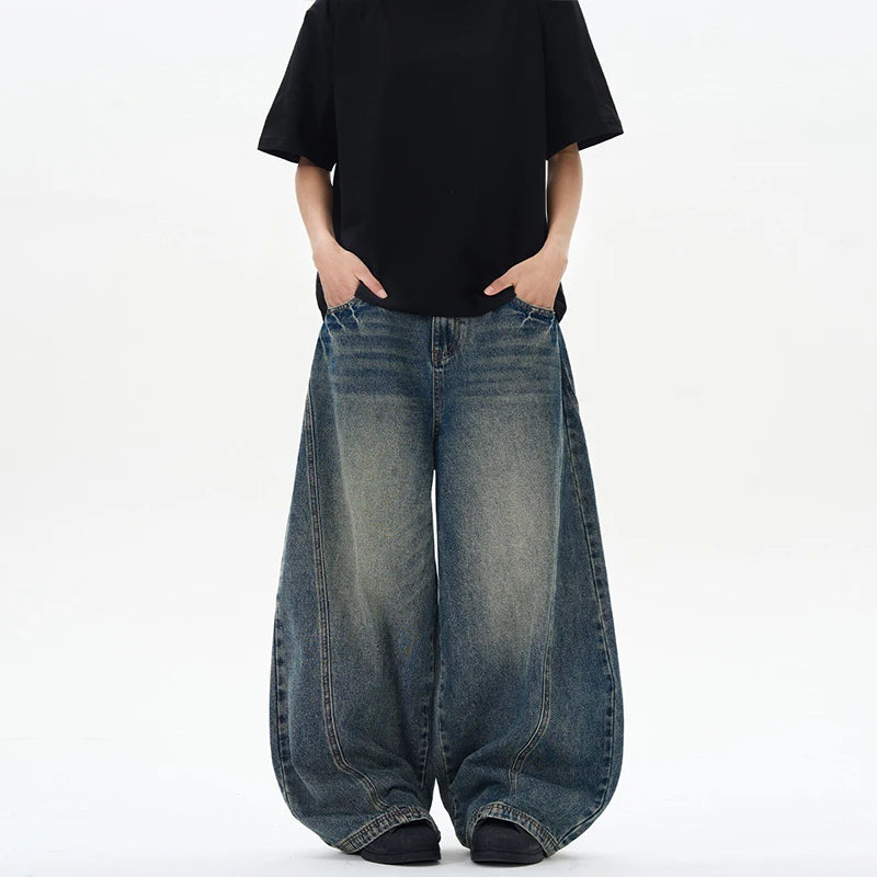Lightning Patchwork Wide Leg Jeans