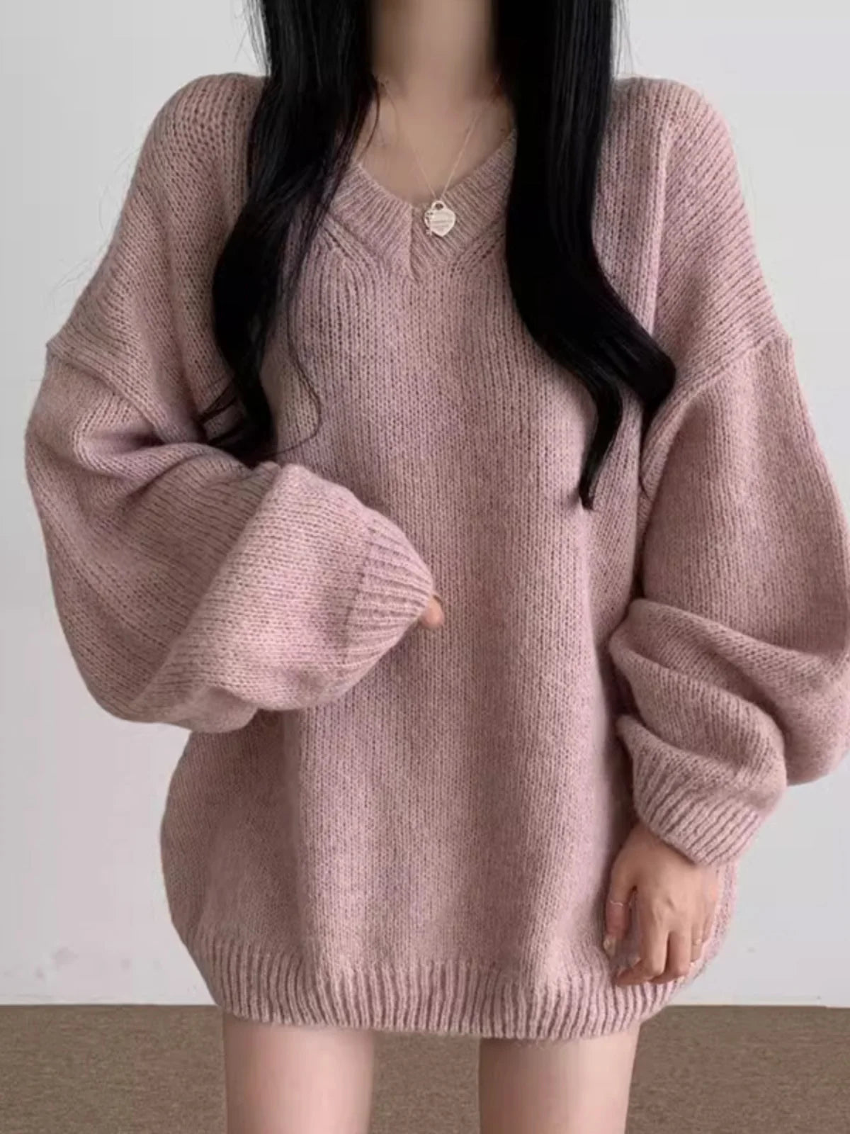 Korean V-Neck Knit Sweater