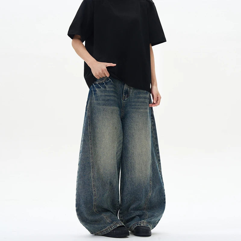 Lightning Patchwork Wide Leg Jeans