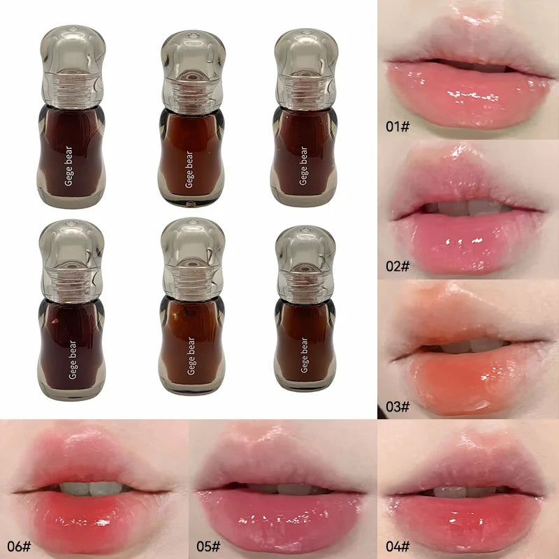 Gege Bear Crystal Gloss Lip Tint — Autumn/Winter Hydrating Formula, Mirror-Gloss Finish, Youthful Plumping Effect