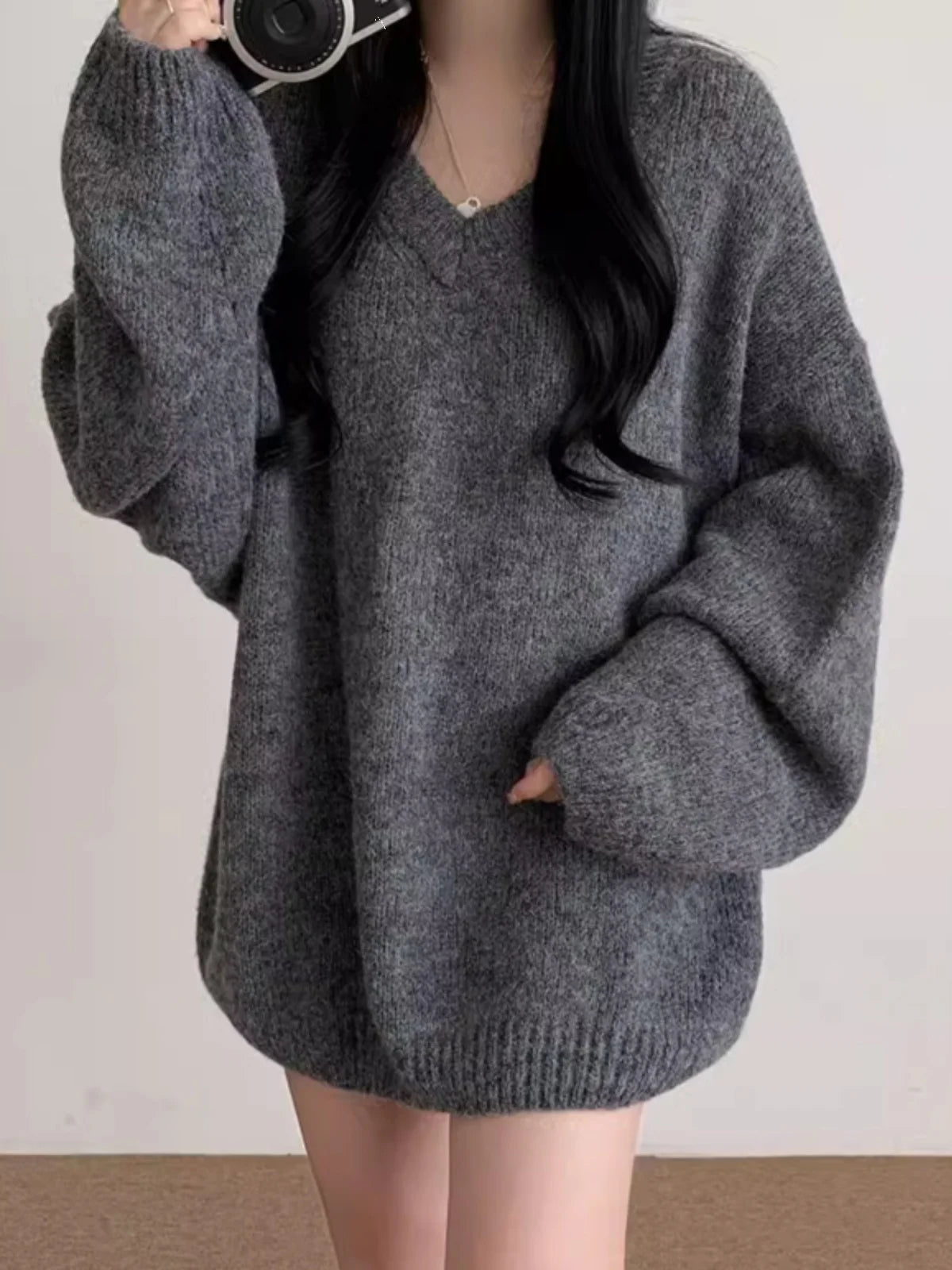 Korean V-Neck Knit Sweater