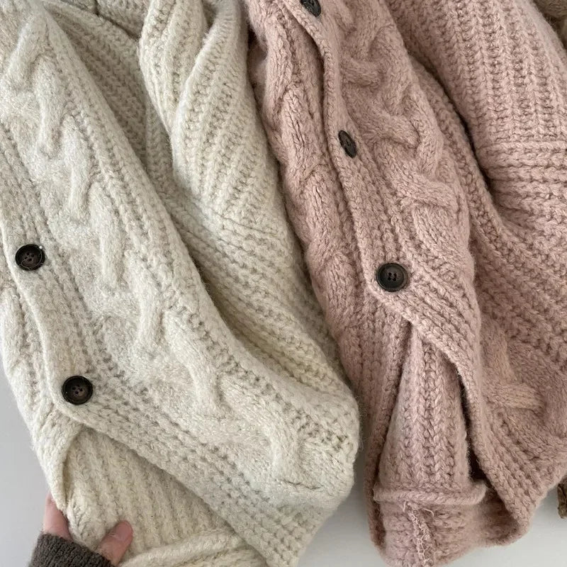 V-Neck Button Knit Cardigan