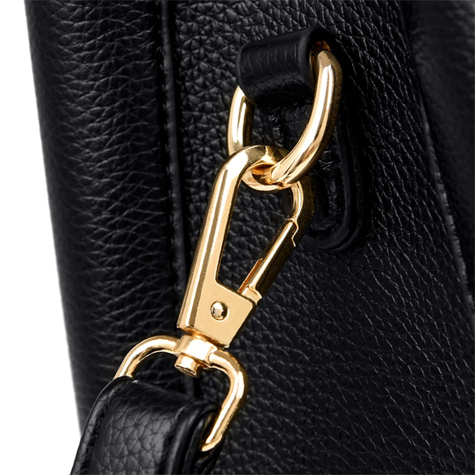 3-Layer Leather Crossbody Tote