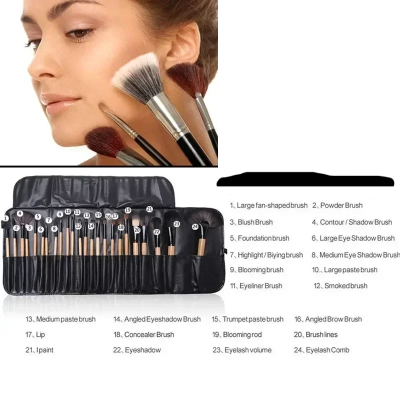 Professional Makeup Brush Set - 24 Pieces with Bag