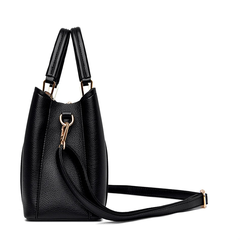 3-Layer Leather Crossbody Tote