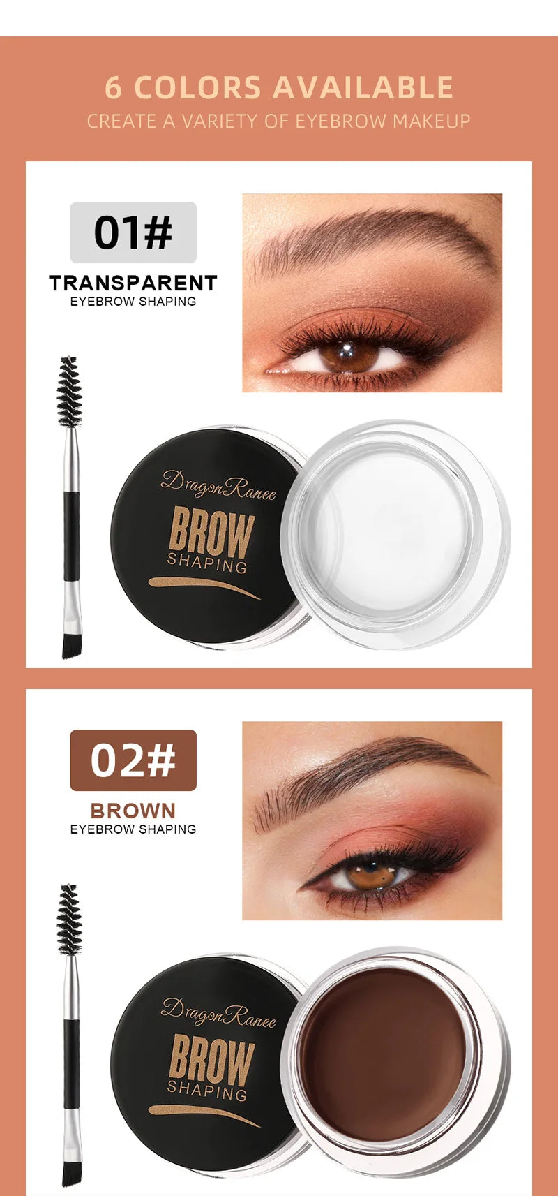 6-Color Eyebrow Styling Cream